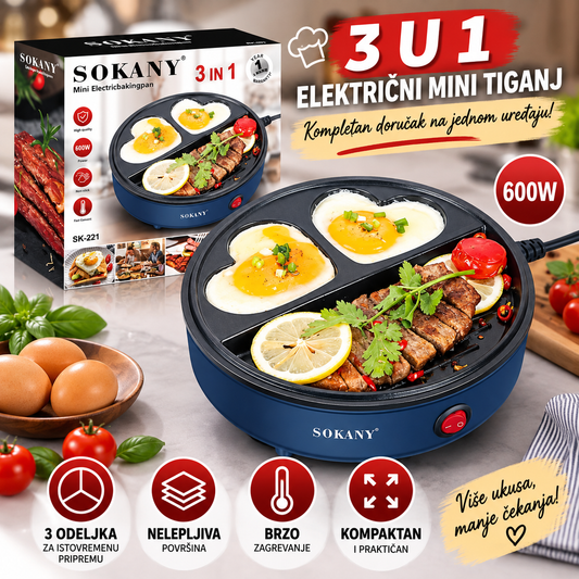 Mini Električni Gril Tiganj - Sokany 3u1