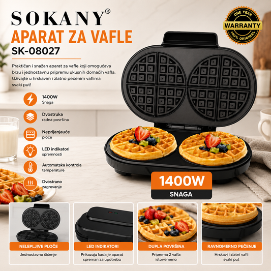 Dupli Aparat za Vafle Sokany SK-08027