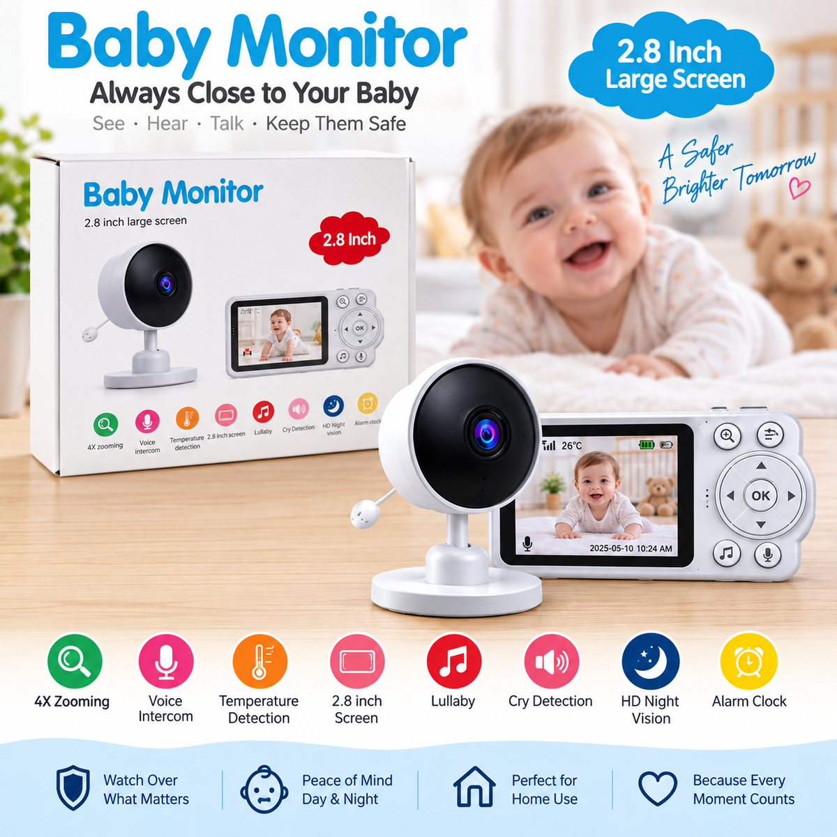 Baby Monitor – Kamera za Nadzor Bebe sa Ekranom 2.8”