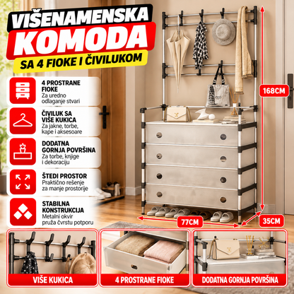 Višenamenska Komoda sa 4 Fioke i Čivilukom