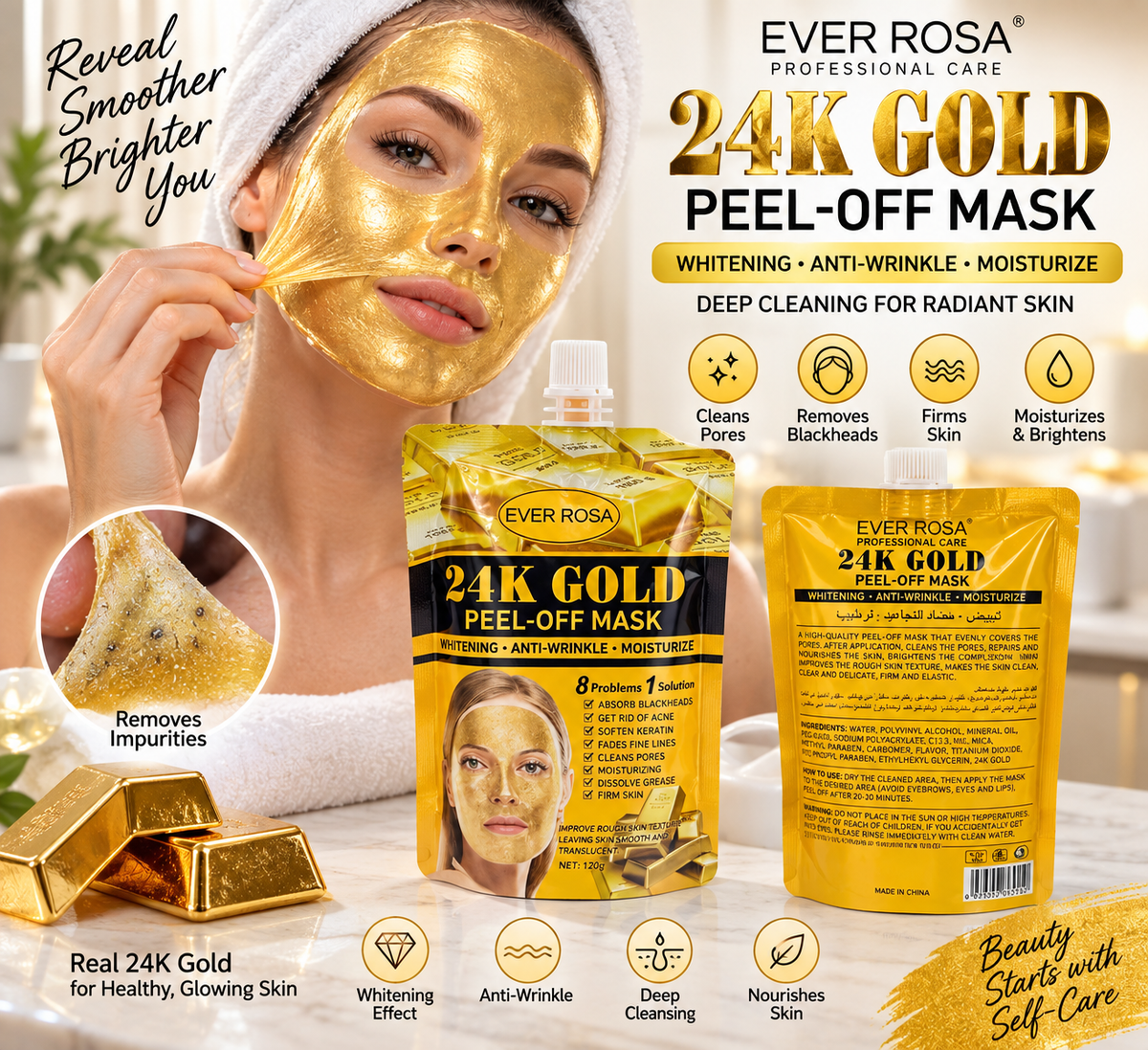 24K Gold Peel-Off Maska za Lice 1+1 gratis
