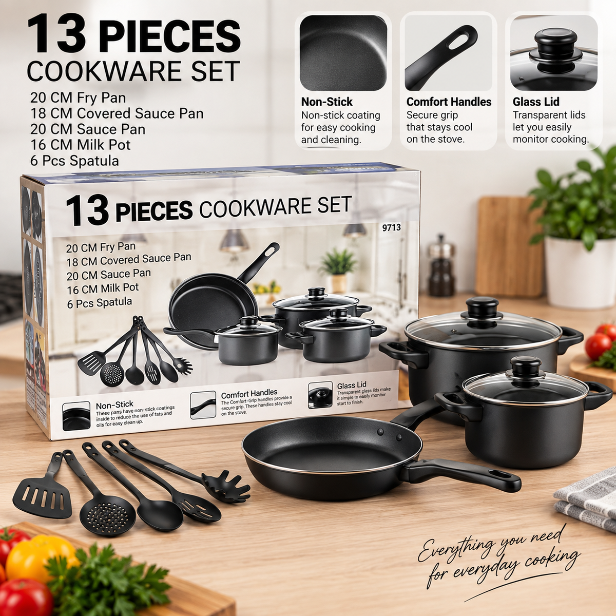 Set Posuđa za Kuvanje 13 Delova – Non-Stick