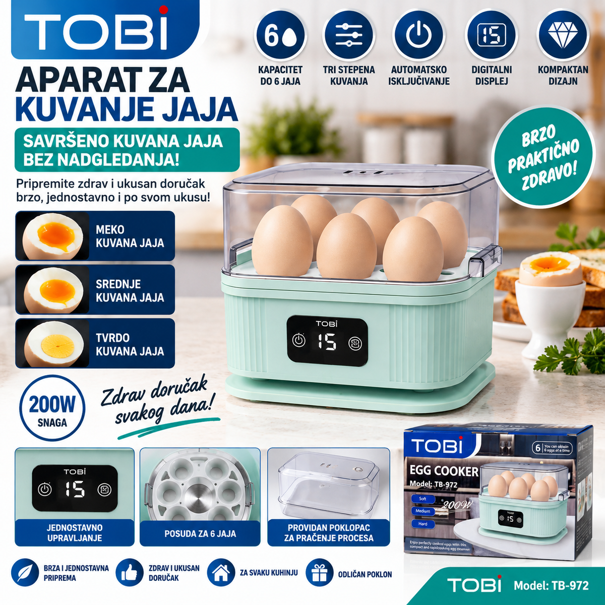 Električni Aparat za Kuvanje Jaja TOBI – 200W