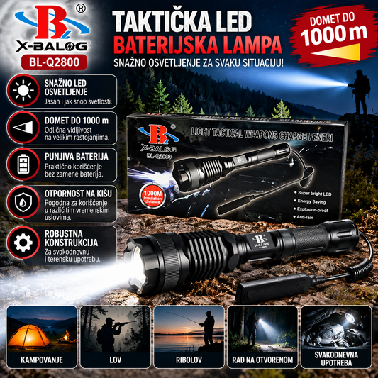 Punjiva LED Taktička Baterijska Lampa X-BALOG BL-Q2800