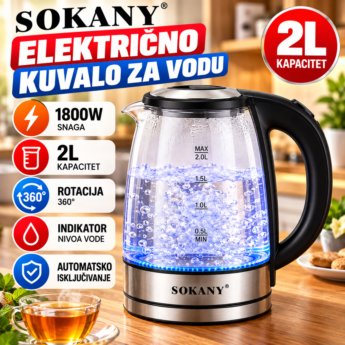 Električno Kuvalo za Vodu 2L – 1800W