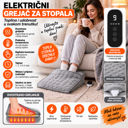 Električni Grejač za Stopala sa Podesivom Temperaturom i Tajmerom