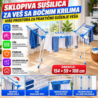 Sklopiva Sušilica za Veš sa Bočnim Krilima