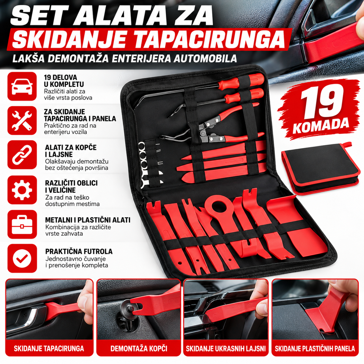 Set Alata za Skidanje Tapacirunga – 19 komada