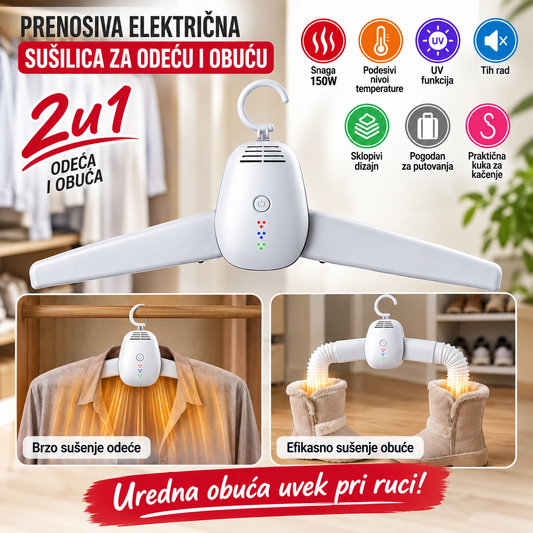Prenosiva Električna Sušilica za Odeću i Obuću – 150W
