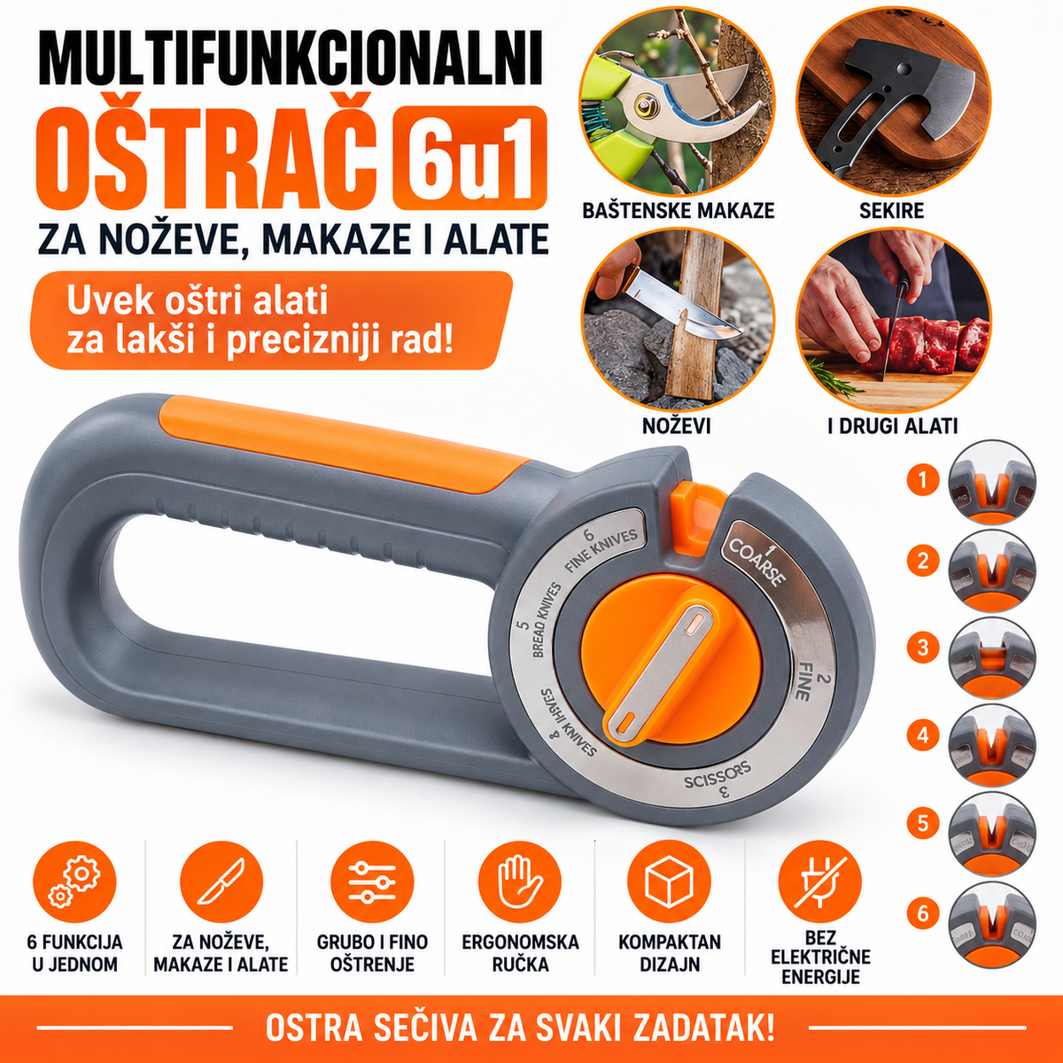 Multifunkcionalni Oštrač Noževa i Alata 6u1