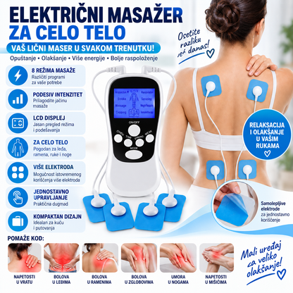 Električni Masažer za Telo sa 8 Režima Masaže i LCD Displejem
