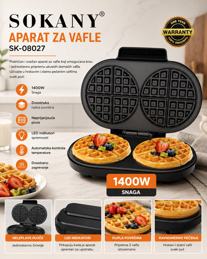 Dupli Aparat za Vafle Sokany SK-08027