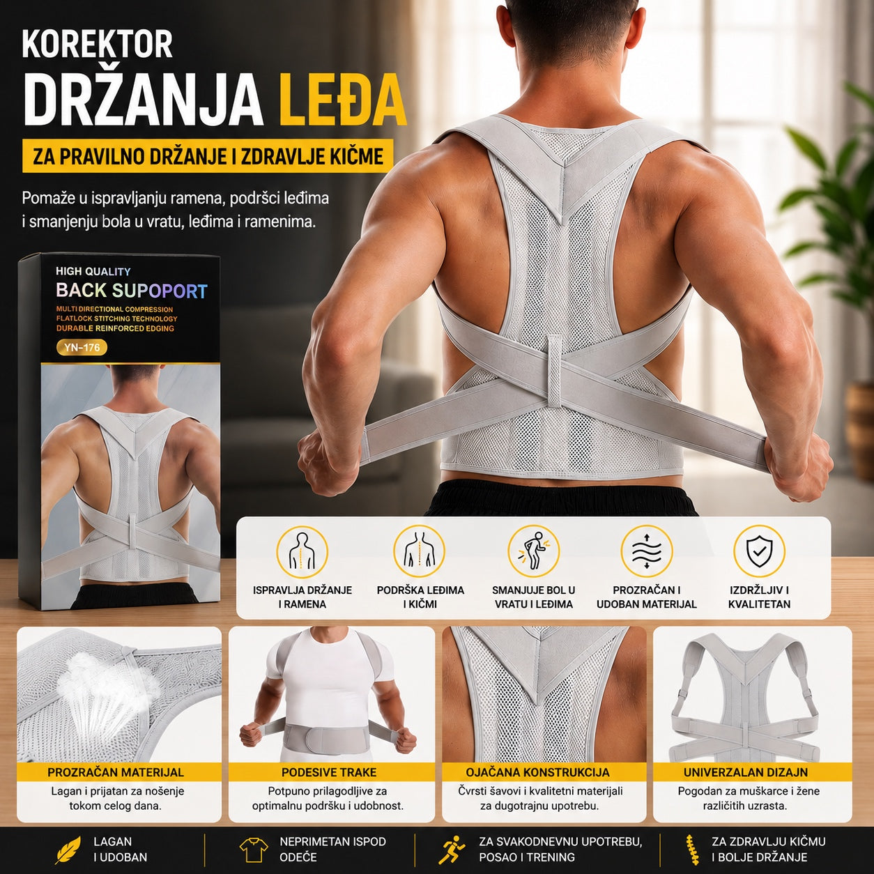 Korektor za Pravilno Držanje Leđa i Ramena